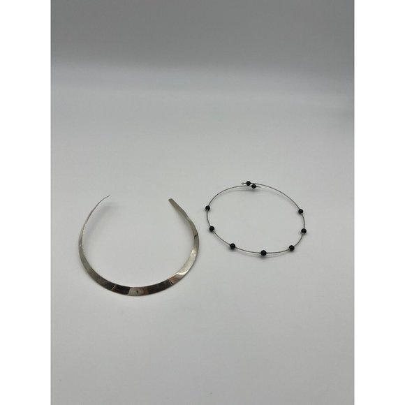 Sterling Silver Cuff Collar Necklace & Silver Wrap Choker Necklace - Picture 1 of 7
